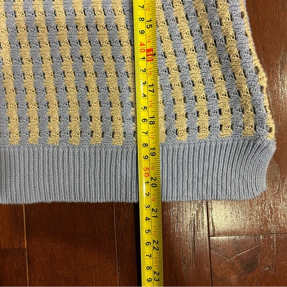 Maurices Womens Blue Cream Ivory Open Knit Collared Sweater Size XS 100% cotton - Picture 6 of 7